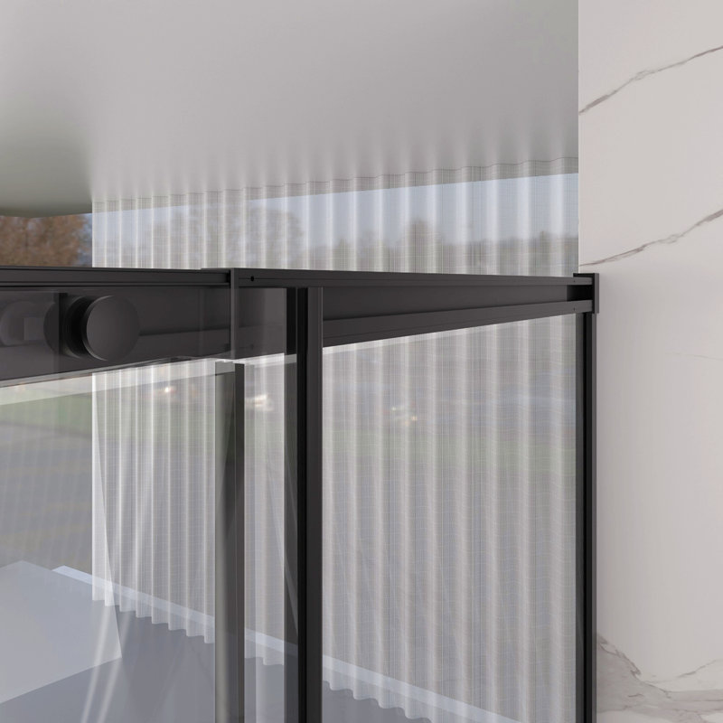 56-60" W X 74" H Semi-Frameless Sliding Shower Door, 1/4" (6Mm) Clear Sgcc Tempered Glass, Matte Black Finished, Adjustable Width – No Cutting Required
