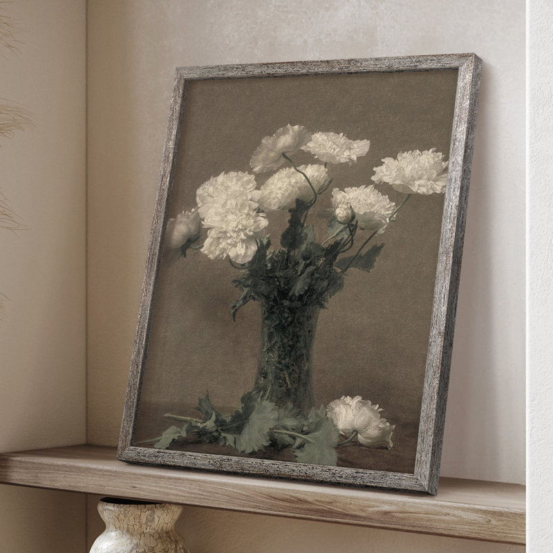 Reproduction florale vintage encadrée CCXL - bois massif, H 11 po x l 9 po