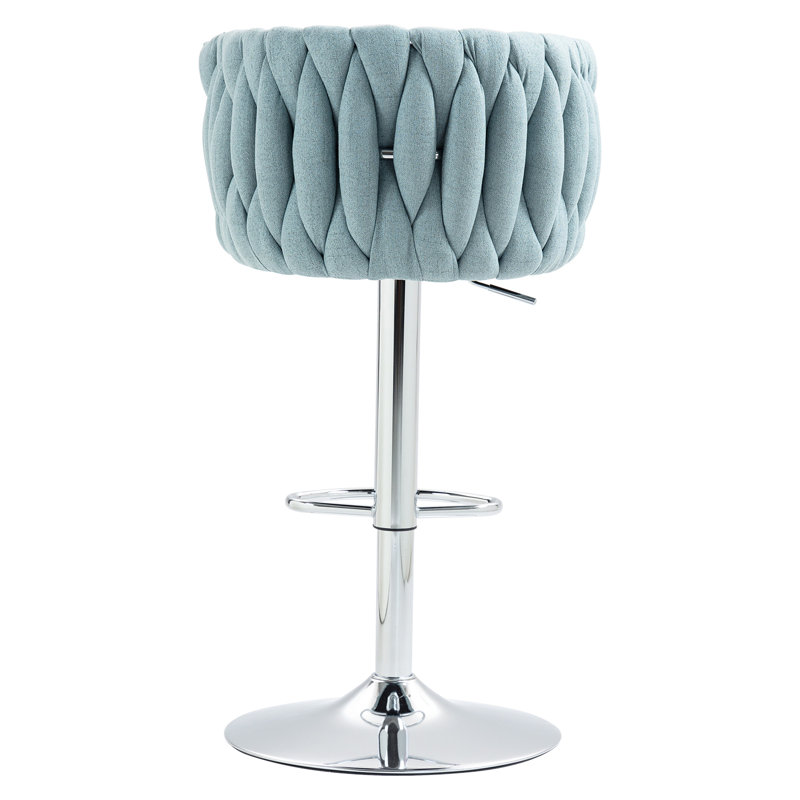 2 pièces tabourets de bar pivotants en tissu bleu 360 - Hauteur réglable avec dossier tissé et repose-pieds pour îlot de cuisine, pub, café de 2 repose-pieds, café, pub