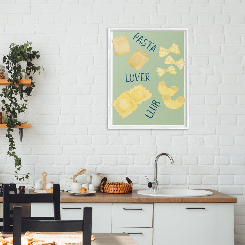 Giclée encadrée Minimal Pasta Lover Club, design par Robin Maria, H 20 po x l 16 po