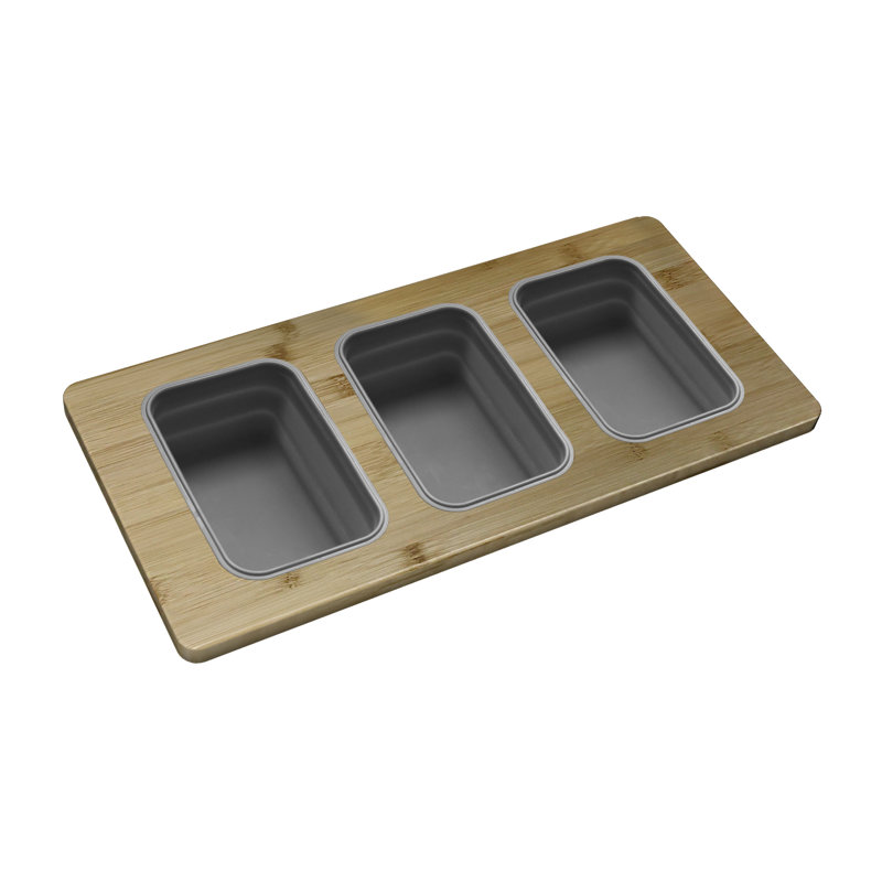 18 inch Over the Sink Divided Serving Board with 3 Collapsible Containers