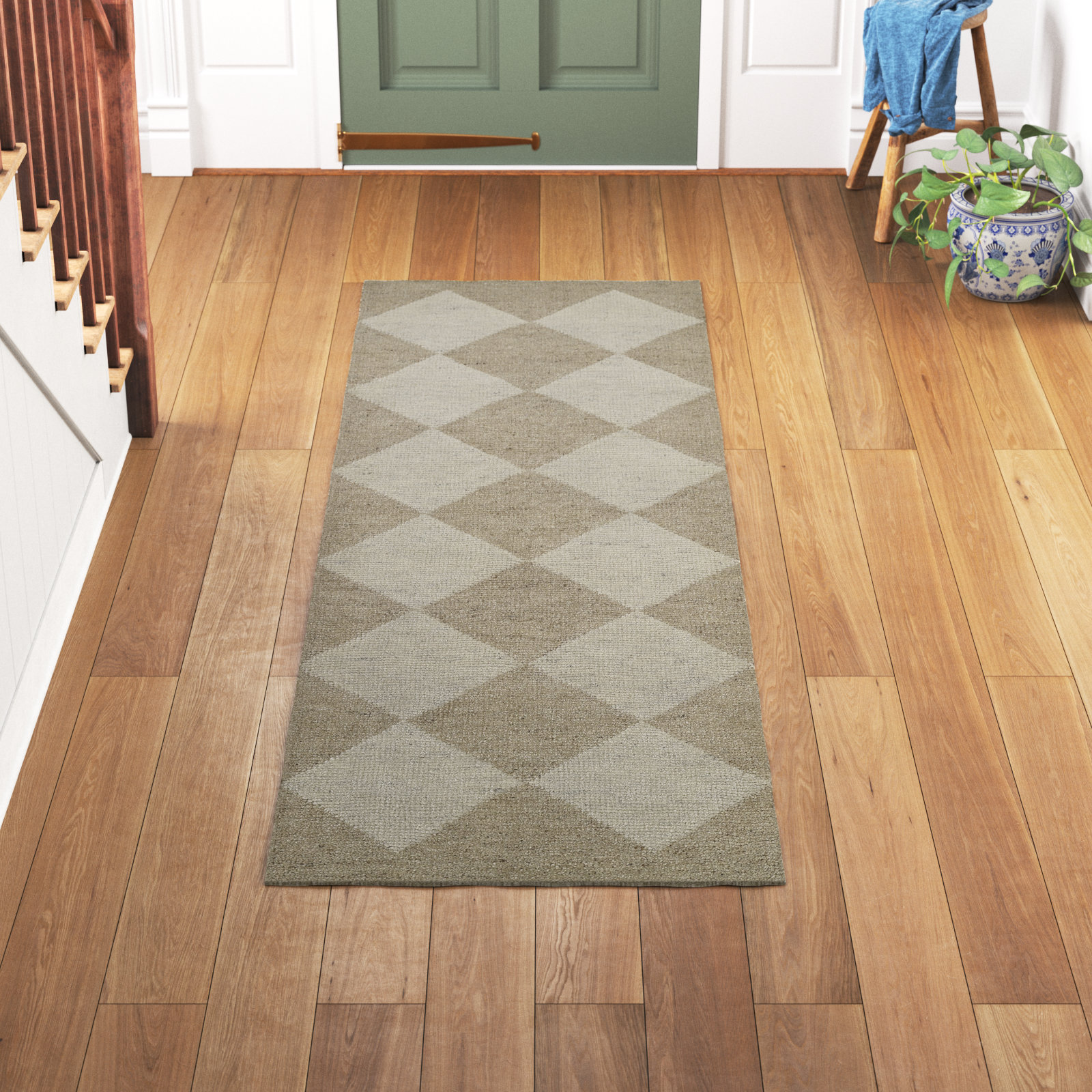 Winnie Handmade Wool Beige/Tan Rug, Runner2'6" X 8' 