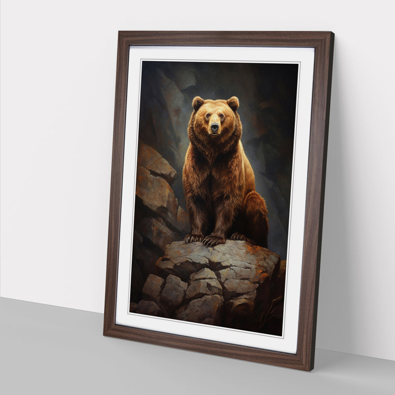 Bear Realism Art - Framed Print, Walnut Framed, 64cm H x 46cm W x 2cm D