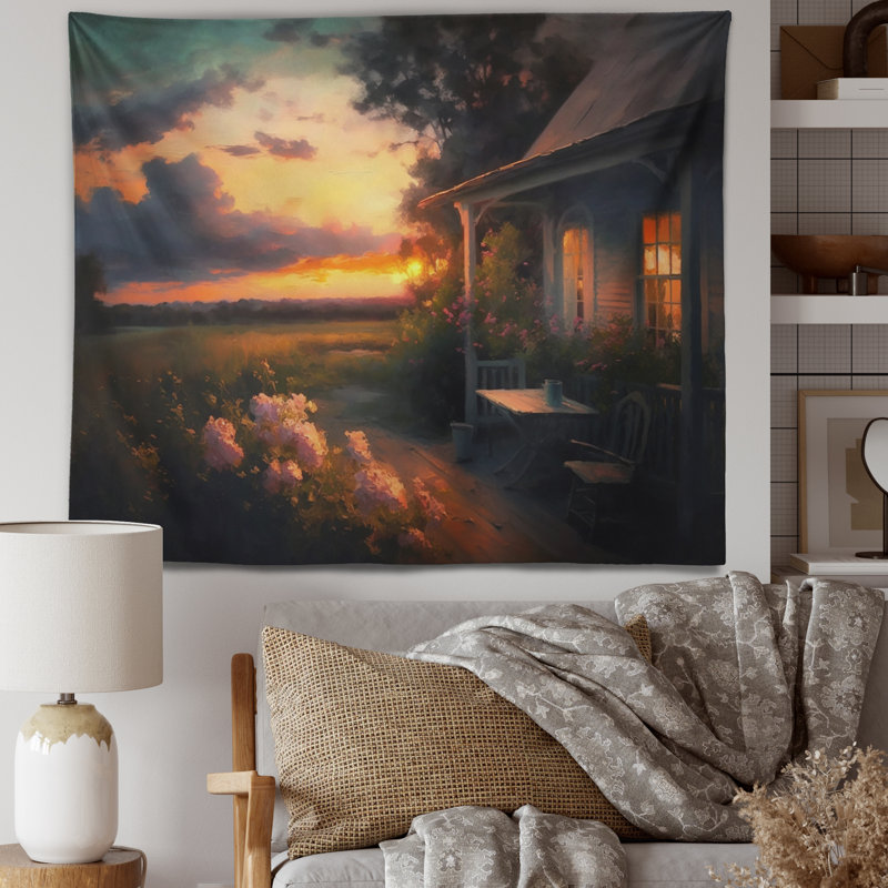 Tapisserie en polyester avec des punaises, H 32 po x l 39 po