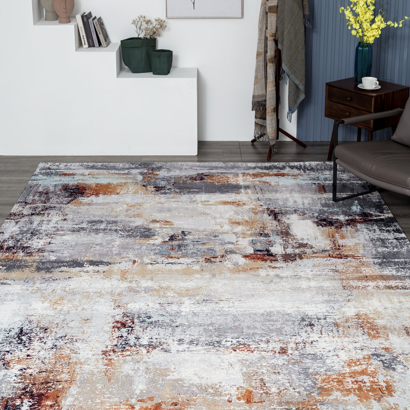 Lismore Abstract Area Rug in Gray, Novelty 7'9" x 9'9"