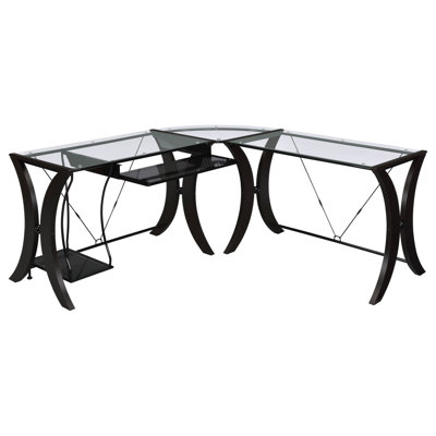Glass Top L-Shape Computer Desk