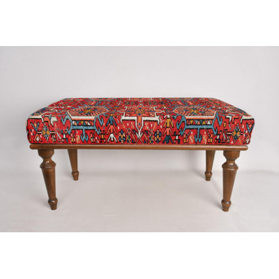 Geometric Pattern Bench, Desk Bench, Ottoman Bench, Upholstered Bench, Turkish Rug Bench, Kilim Bench, Home Decor Bench, Handmade Bench