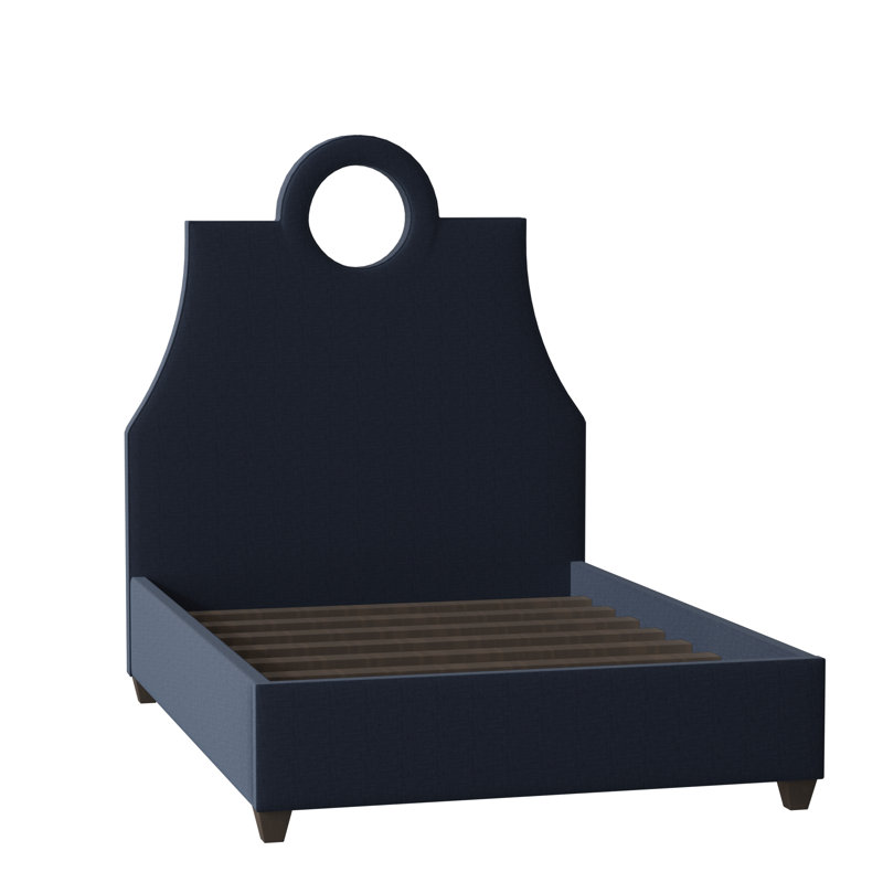 Tess Upholstered Bed, Queen, Bella Black Performance Velvet, Brown Mahogany
