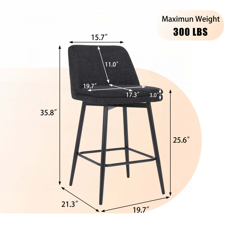 Counter Height Swivel Bar Stools, Black
