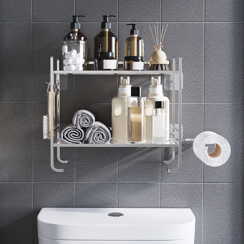 Metal Wall Bathroom Shelves, White