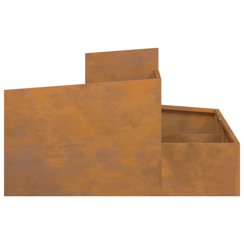 Garden Planter Brown 50 Cm Weathering Steel, 50cmH x 80cmW x 80cmD