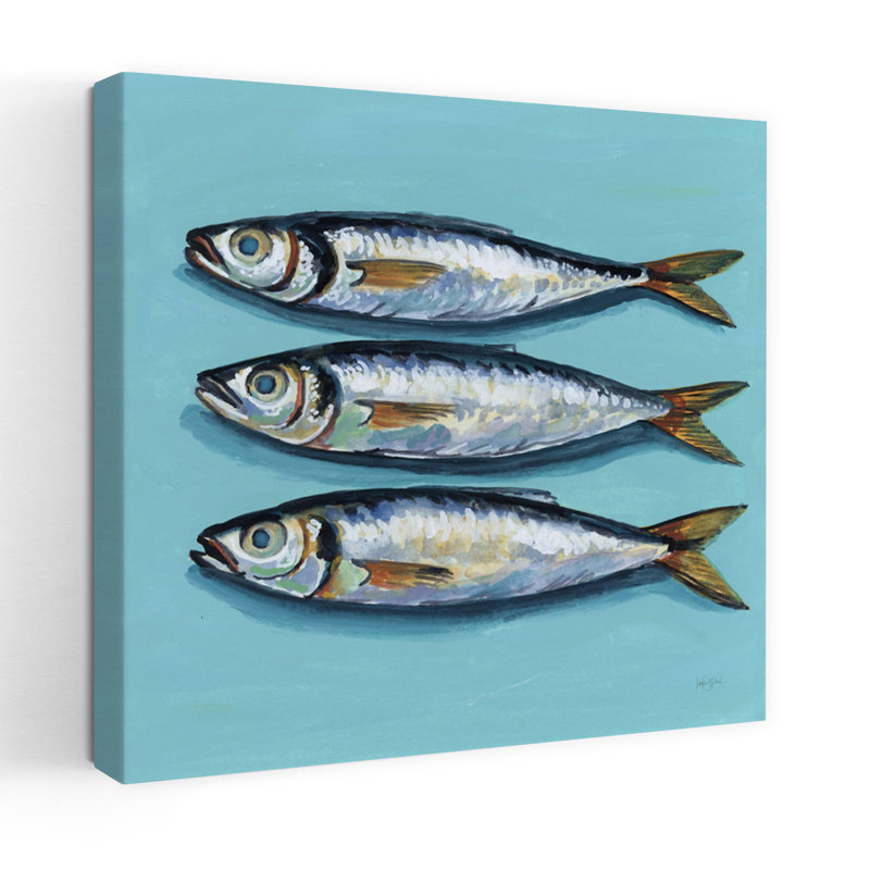 Trois petits poissons, art contemporain, H 32 po x l 32 po