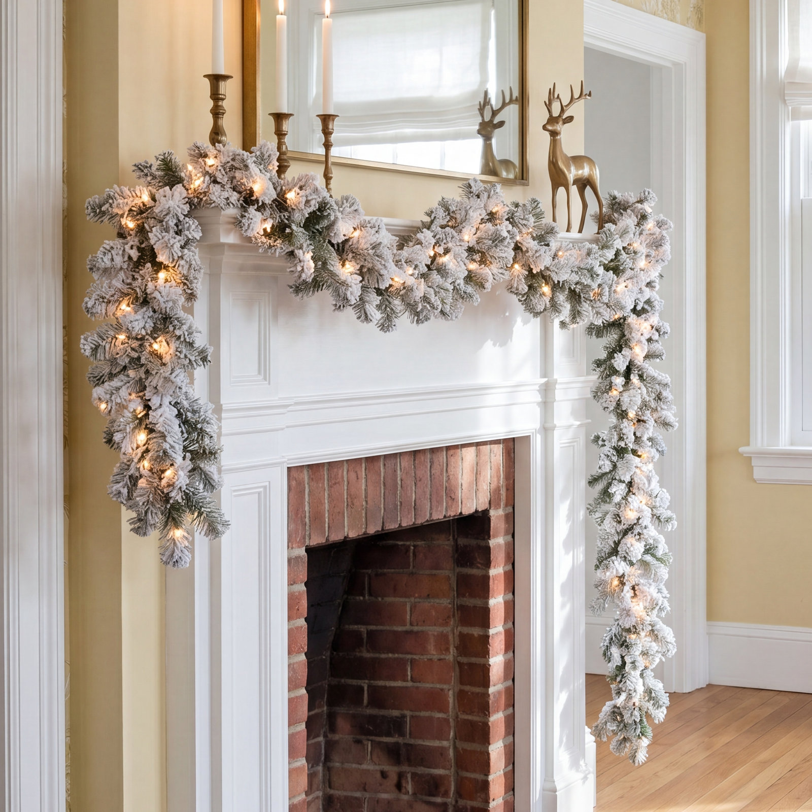 108" Frosted Pre-Lit Christmas Garland