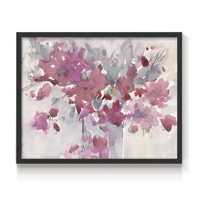 Cadre floral II - reproduction encadrée - réarmable, H 11 po x l 14 po, Noir, noir, noir, noir