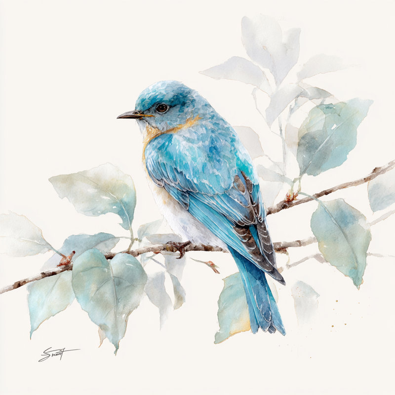 «Eucalyptus Bluebird», art mural sur toile tendue, 20"W x 20"H x 1.5"D