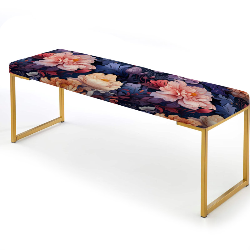 Banc floral rembourré or, Pink & Purple Cosmic Mystic Floral Botanic Dream