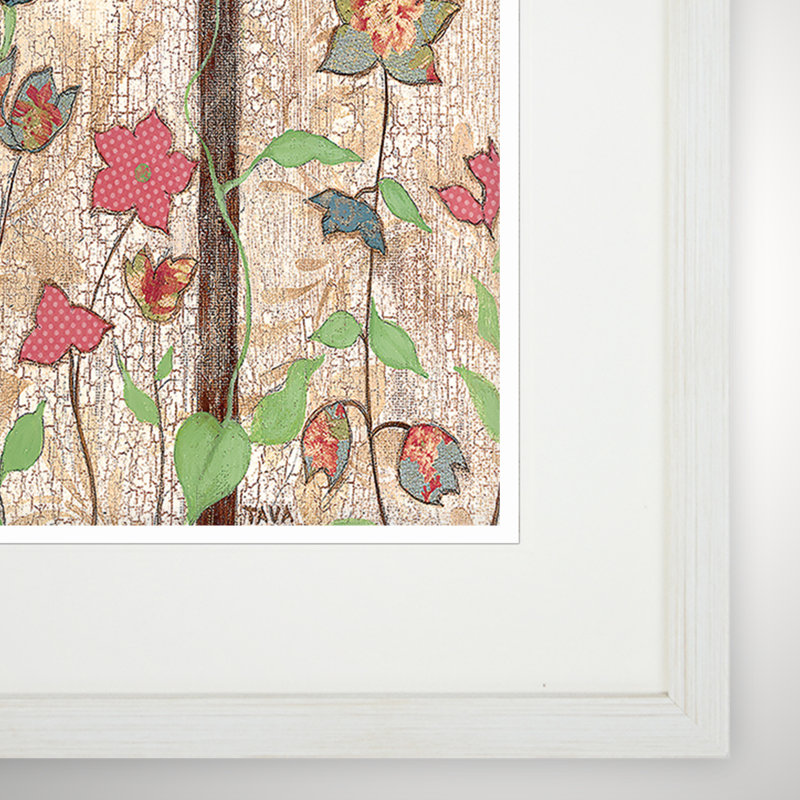 « jardin party », ensemble de 2 reproductions de peintures à l’acrylique encadrées, Blanc
