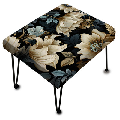 Symphonie de jardins de pétales beige et gris - Repose-pieds rectangulaire floral