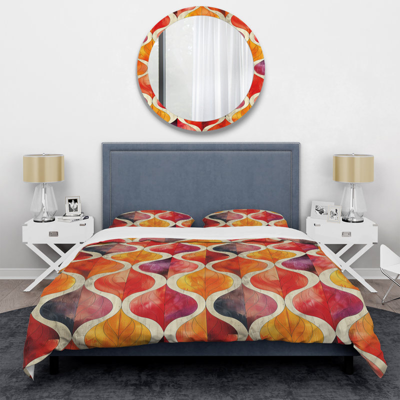 Ensemble de housse de couette moderne rose doré Modern Sunset Serenade II, Housse de couette très grand et 2 très grandes t