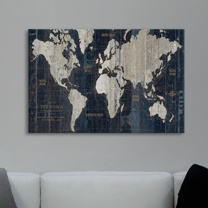 « Old World Map » de Wild Apple, reproduction d'art graphique, Toile, H 12 po x l 18 po x P 1,5 po
