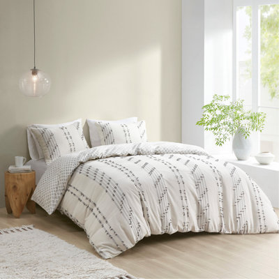 Ensemble de housse de couette en jacquard de coton double / grand 3 pièces avec conception réversible et certification OEKO-TEX
