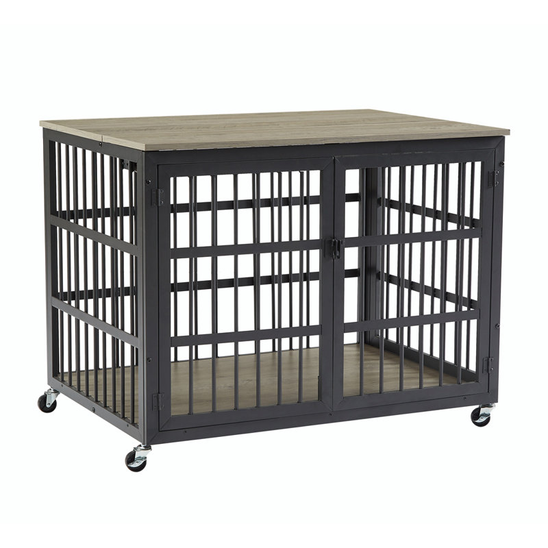 Dennia Pet Crate, Gray, 30.2" H x 27.7" W x 38.4" L