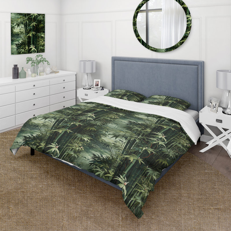 Ensemble de housse de couette oriental Kamarrah Bamboo Forest Allure I - Microfibre de polyester