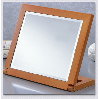 8-Inch Adjustable Polyresin Make-Up Mirror With Walnut Finish, Perfect For Precision Grooming And Stylish Vanity Decor.