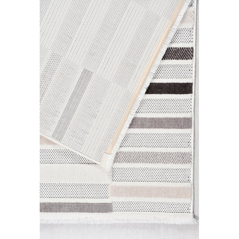 Tapis crème moderne en polyester Eberhart résistant aux taches et facile à nettoyer, 6,5 pi x 9,5 pi