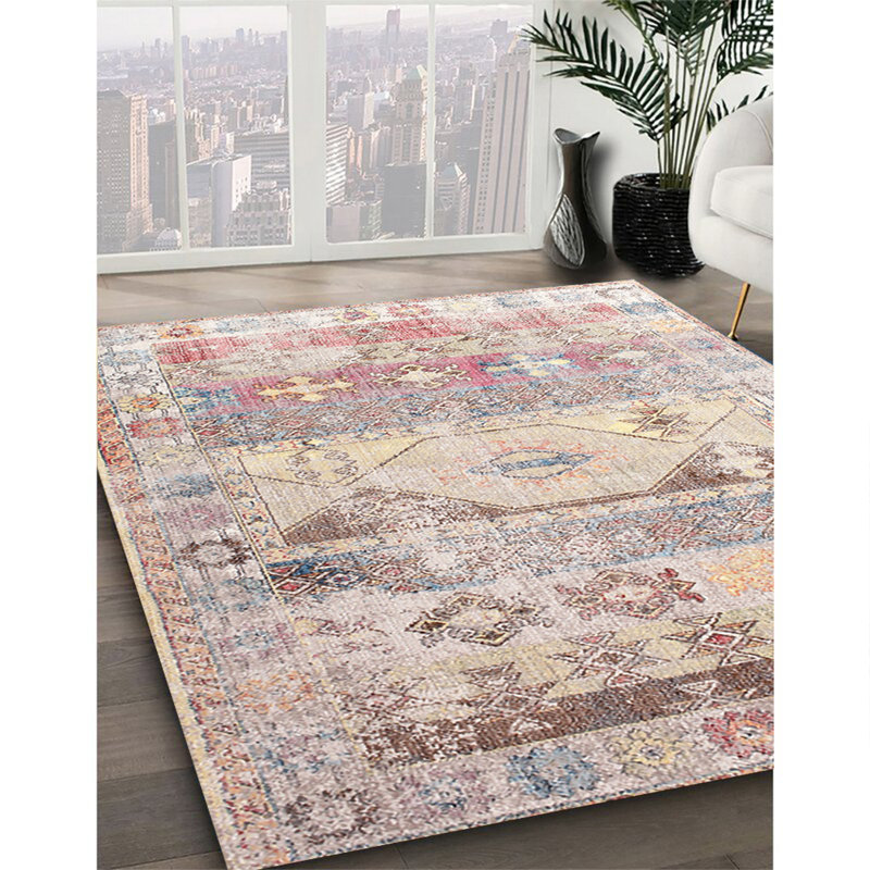 Tapis traditionnel gris / rouge / beige, Rectangle 8 pi x 12 pi