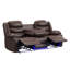 Ensemble 3 pièces: canapé inclinable, causeuse console et fauteuil inclinable oscillant avec éclairage DEL, brun-583402042