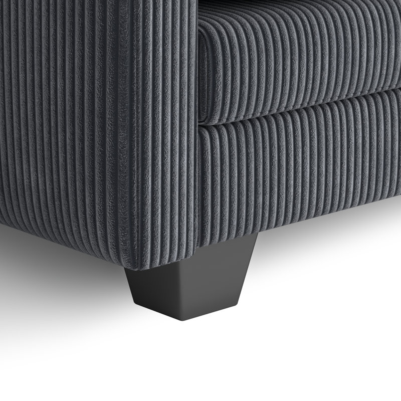 Canapé moderne avec 2 coussins d'accoudoirs rembourrés en velours côtelé Modern pour salon, appartement, chambre à coucher et bureau