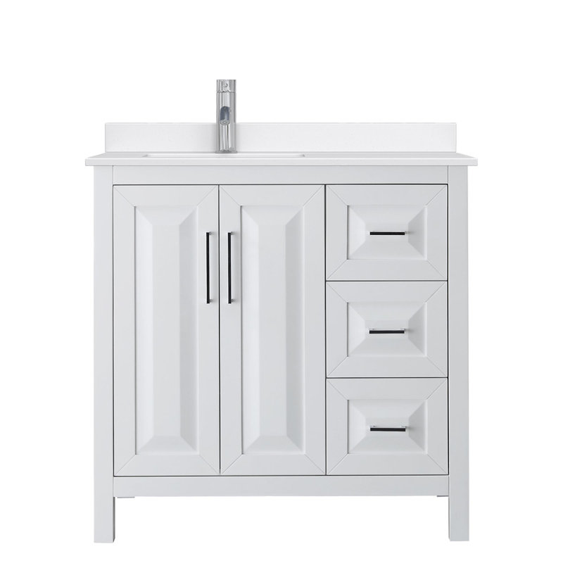 Daria 36'' W Vanity, Giotto Quartz, White, Polished Chrome