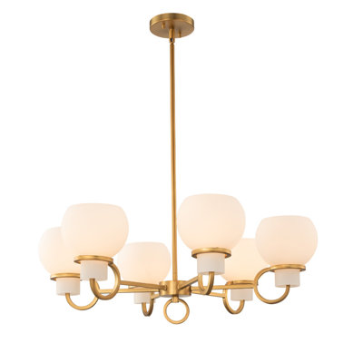 Ascher 6 LT Winter Brass Chandelier Kalco