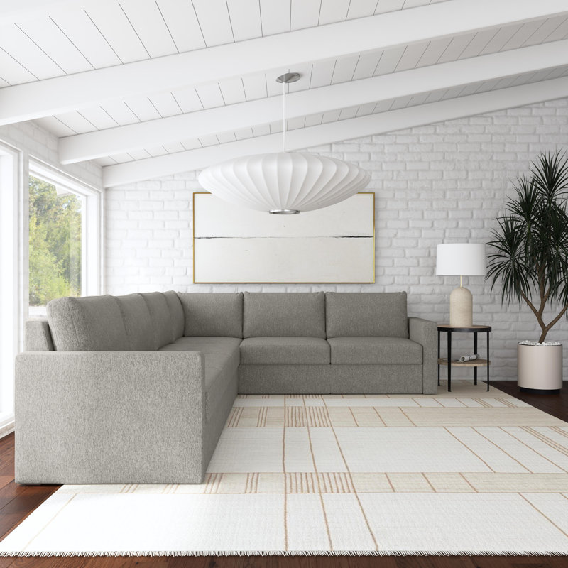 Canapé modulaire rembourré 6 pièces Flex, Mélange de polyester caillou gris foncé / nylon, H 37 po x l 135 po x P 38 po