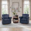 Opal Wingback Genuine Leather Swivel Chair (Set Of 2), Rolled Arm Accent Chairs With Solid Wood Base-2057150161