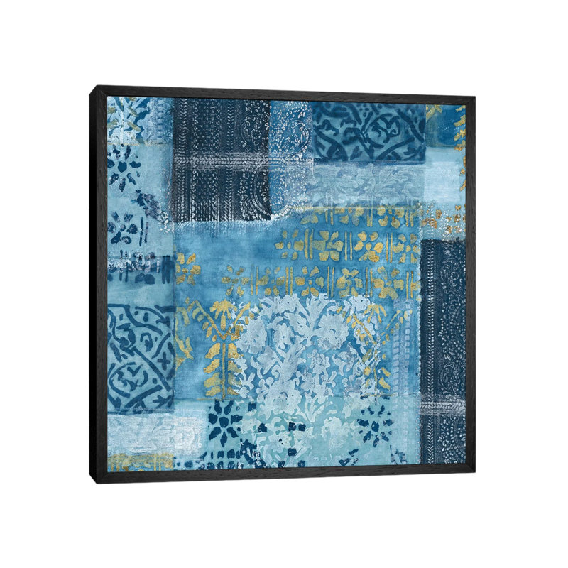 Alhambra III Indigo - Print on Canvas, Black Framed, 93.98cm H x 93.98cm W x 3.81cm D