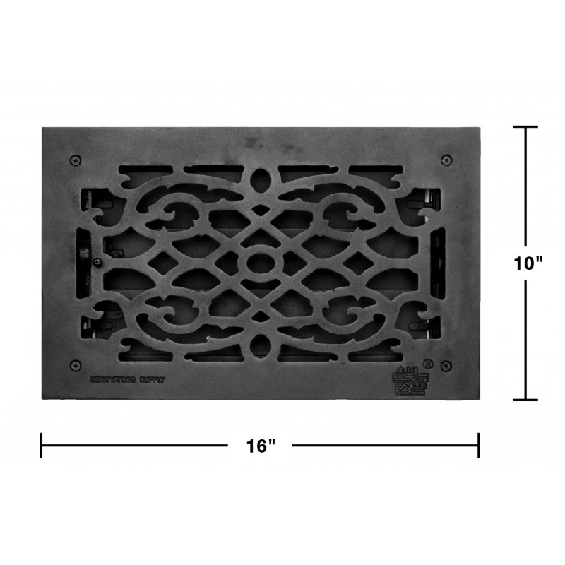 Évent à registre de plancher en aluminium à grille de plancher en aluminium 10 po x 16 po noir