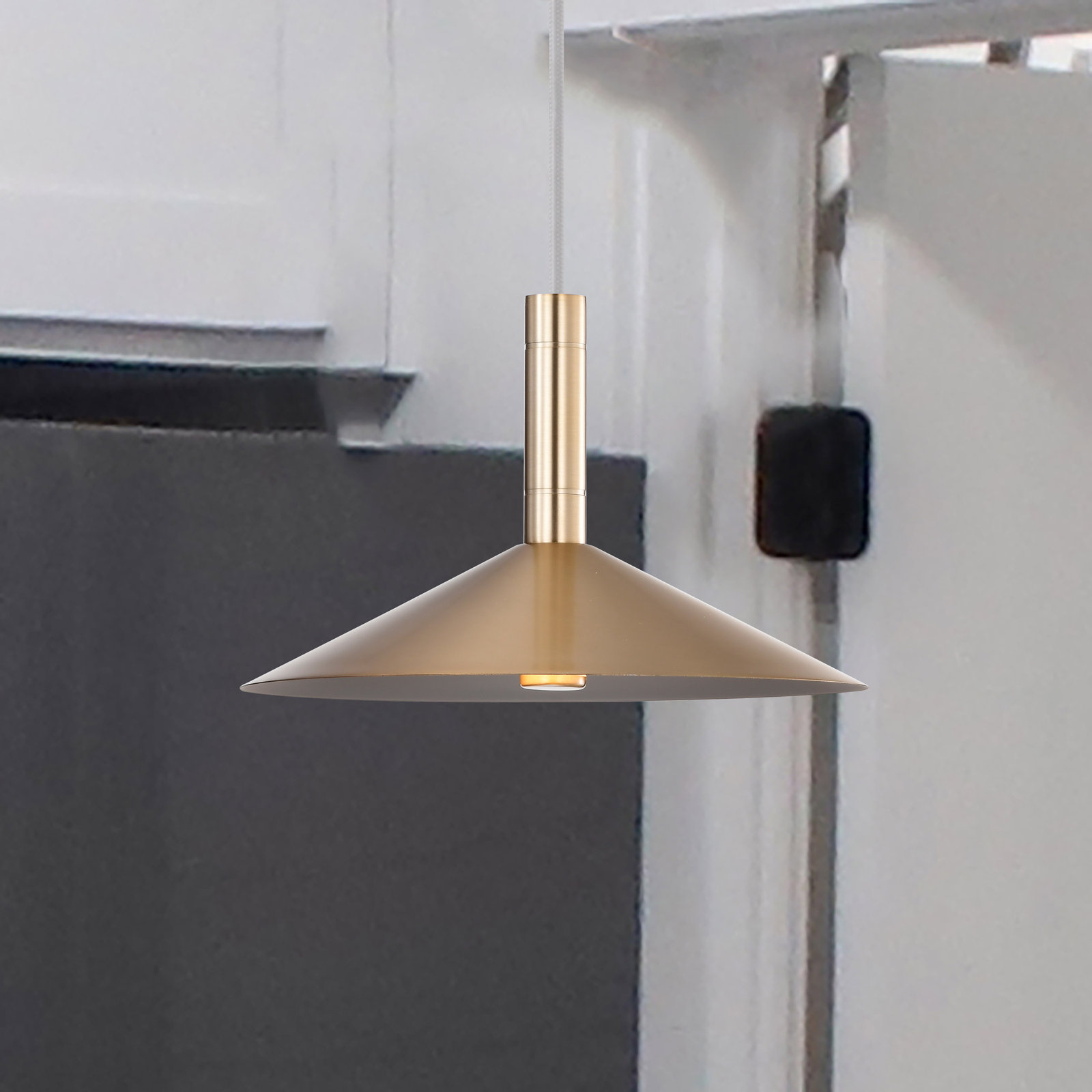 Vicente Dimmable LED Single Light Pendant, 151" H x 9.88" W x 9.88" D, Burnished Brass
