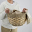 Panier de rangement portatif en osier tissé à la main avec poignées