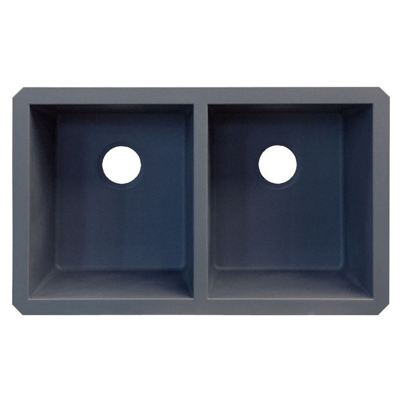 Radius 31.75'' L Double Bowl Kitchen Sink, Gray