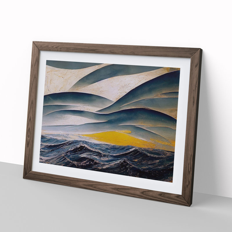 XH1022-2792X Dramatic Ocean Waves - Single Picture Frame Print, Walnut Framed, 25cm H x 34cm W x 2cm D
