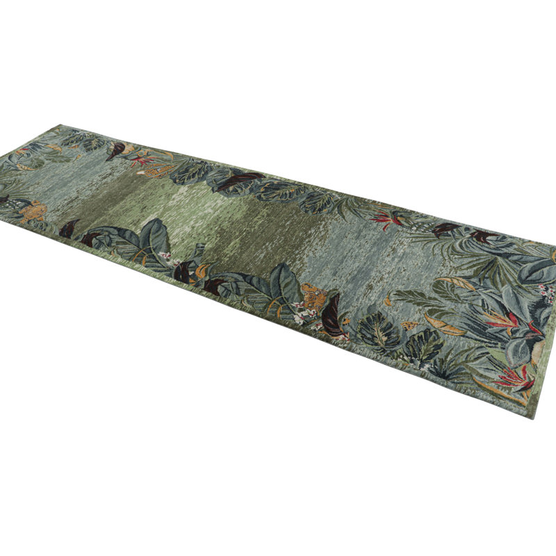 Rug & Kilim’S Modern Runner Rug With Open Field, Florals And Animal Pictorials
