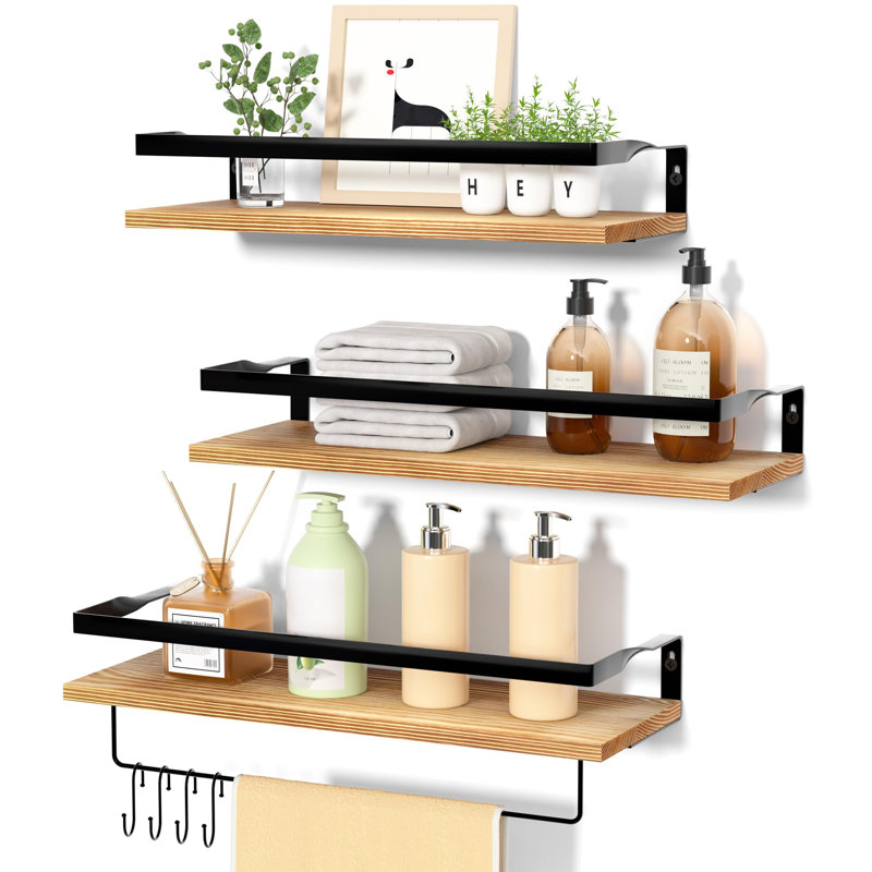 3 Piece Floating Shelf, Light Brown