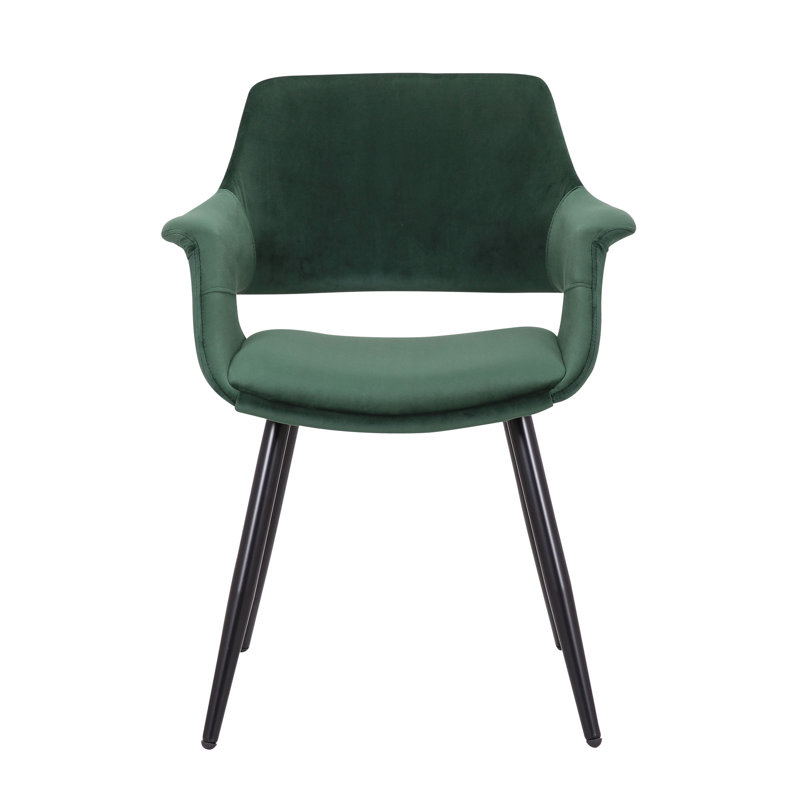 Shelton Velvet Dining Chair with Metal Legs, Green