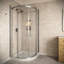 Porte de douche coulissante sans cadre 36 po x 76 po Reno avec verre trempé traité 5/16 po CrystalTech, quincaillerie noir mat-120912189