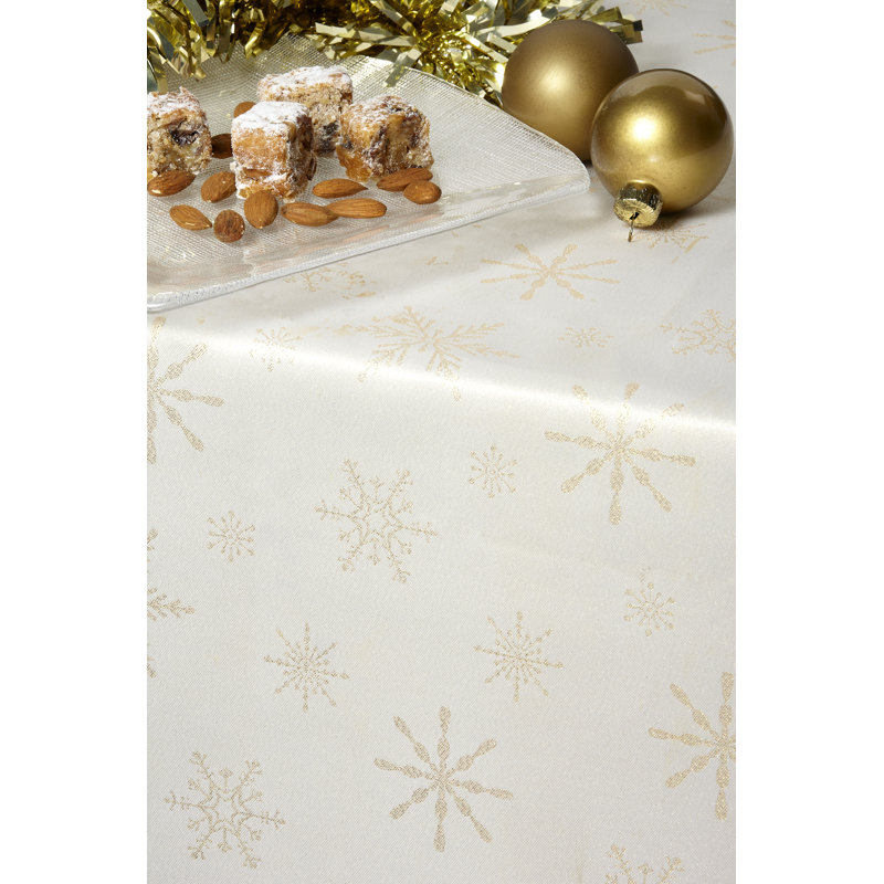 Herschel Christmas Snowflake Tablecloth, Red/Silver, 180cm W x 275cm L