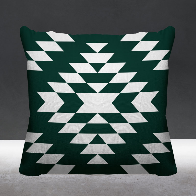 Coussin intérieur / extérieur Chantico Southwestern, 19 po x 19 po, Émeraude, Carré
