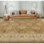 Tapis rectangulaire en laine ivoire / vert / brun-88943378