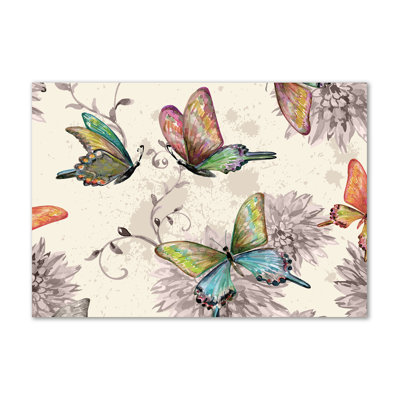Butterflies And Flowers - No Frame Print on Canvas